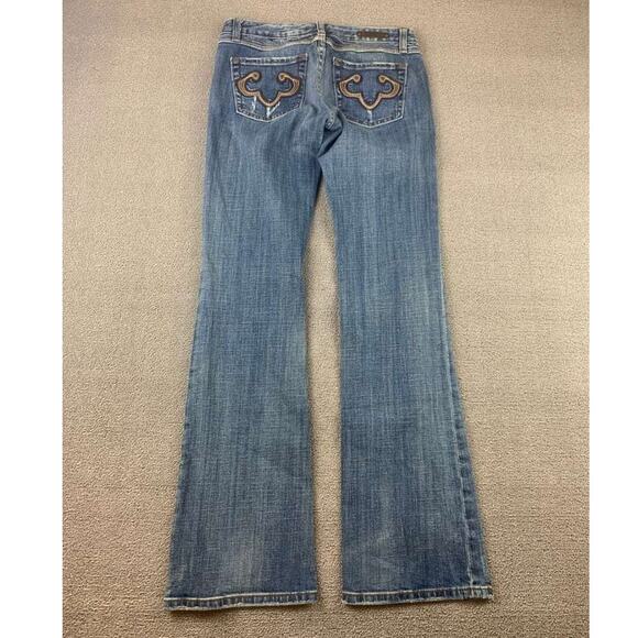 Y2K Rerock Express Jeans Women's 4 Regular Blue Bootcut Denim Pants - Picture 1 of 10